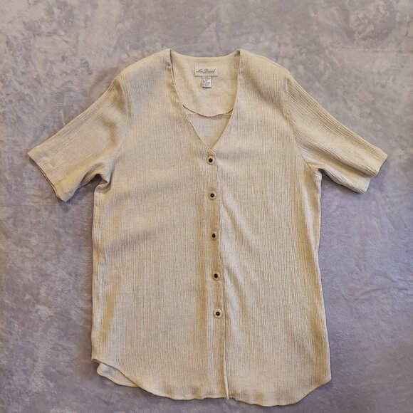 Lee David Blouse Womens 18/20w Ivory Linen Blend Lagan look Beachy vacation - Picture 14 of 14